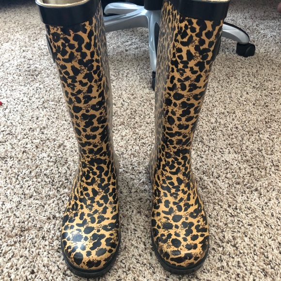 zebra print rain boots